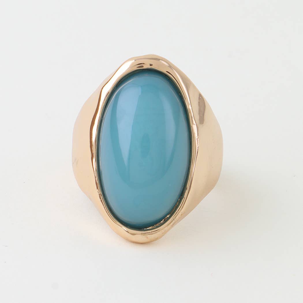 Polished Oval Stone Statement Ring: GBR