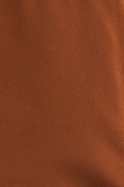 Tallulah Satin Boxy Button Down Blouse: Camel
