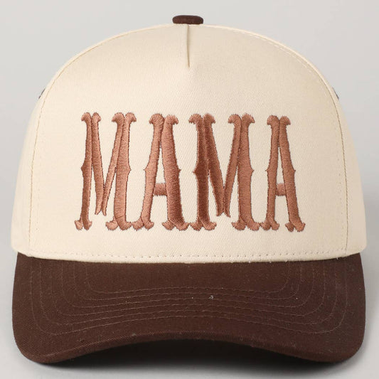 MAMA Typographic Design Embroidery Baseball Cap: Brown / ONE SIZE