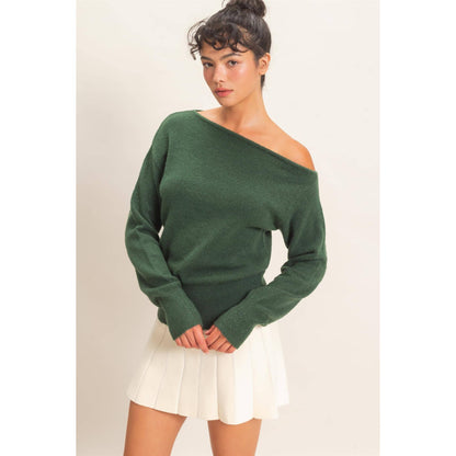 Off The Shoulder Sweater Top: TAUPE / S-M-L(2-2-2)