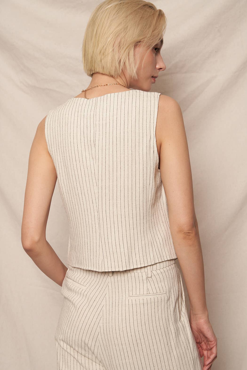 Millie Sleeveless Striped Vest : Ivory Black