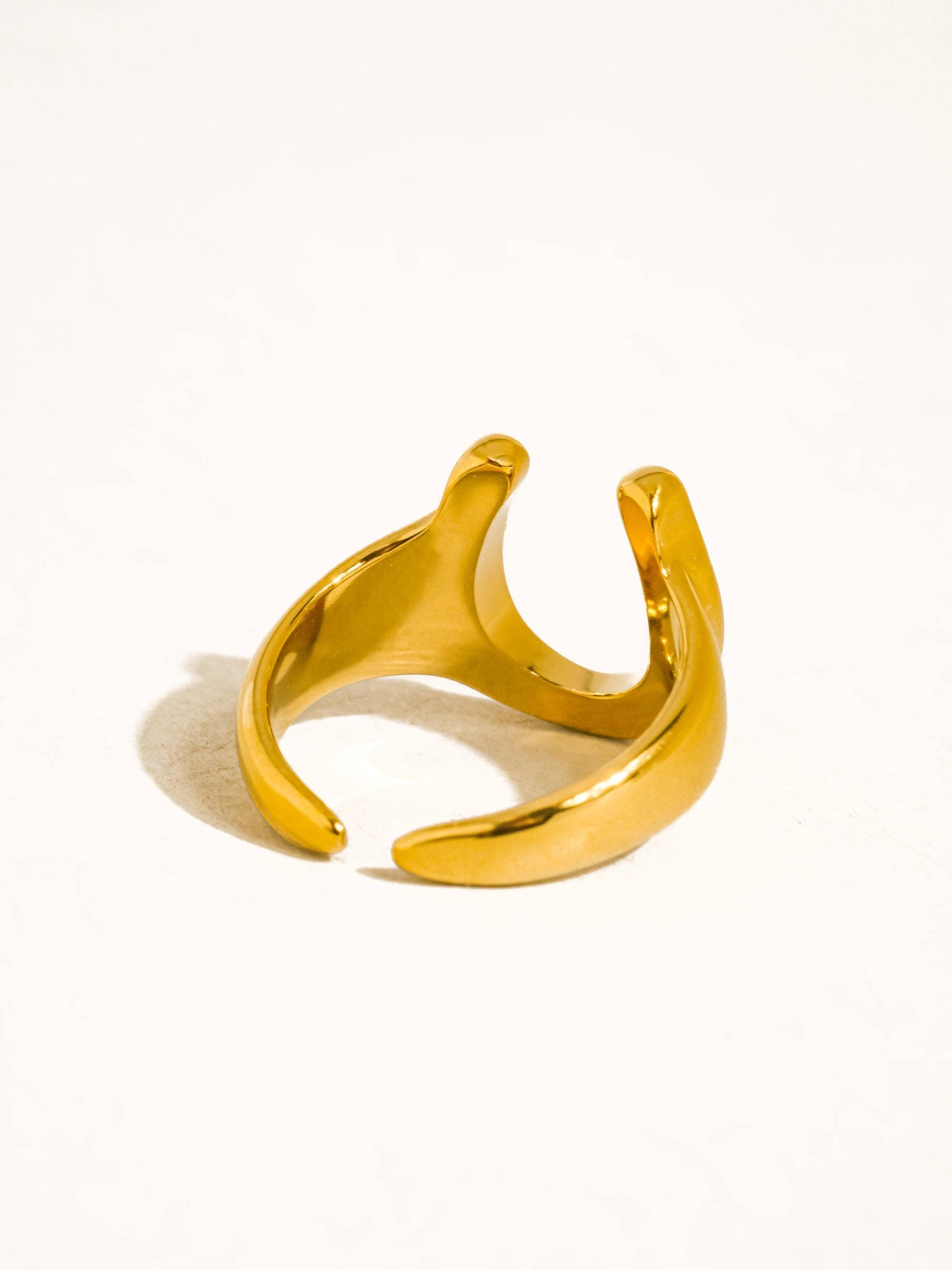 18K Gold Non-Tarnish CZ Horseshoe Ring: Yellow Gold / Rovanic-Small