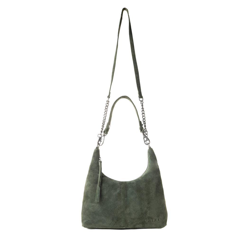 Juniper Trail Genuine Suede Bag for Women in forest green with extra strap: Forest Green