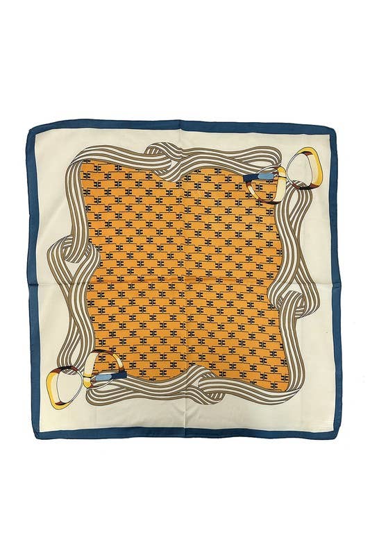 Square Abstract Graphic Print Bandana Scarf NS508: Orange