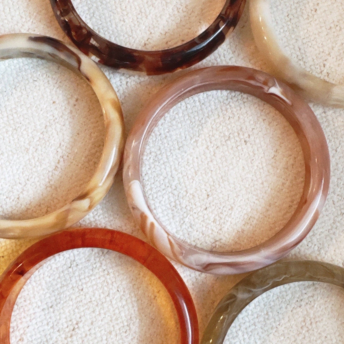 Natural Tones Bold Resin Bangle Set Of 3: Sunset