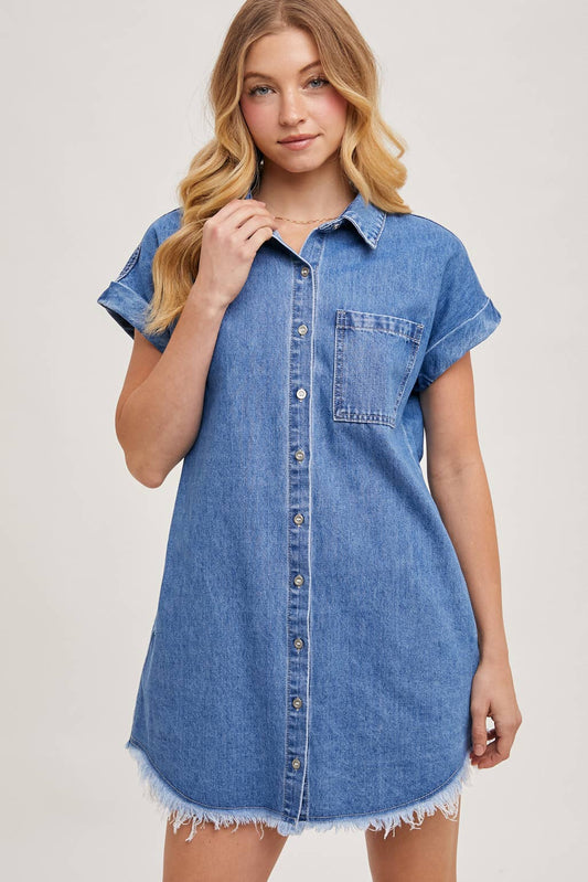 DeAnn Denim Button-Down Mini Dress