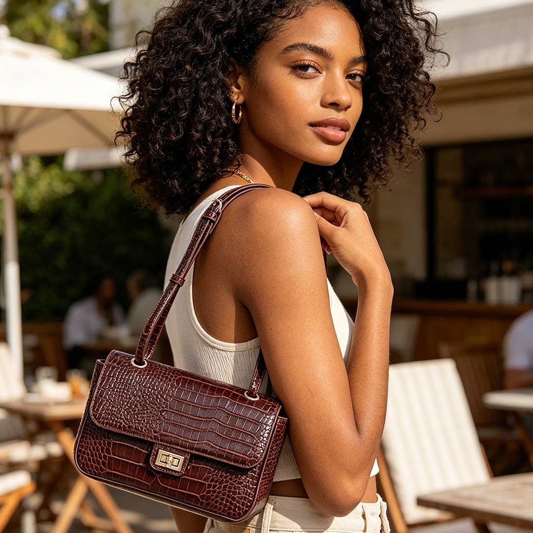 Croc Patent Leather Flap Bag: CF
