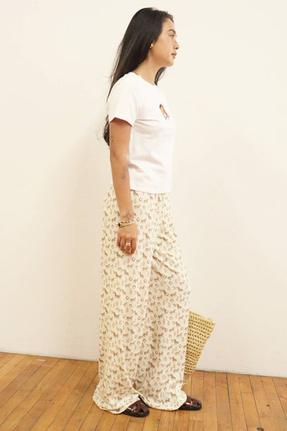 Horse Embroidered Baby Tee: Off White / S