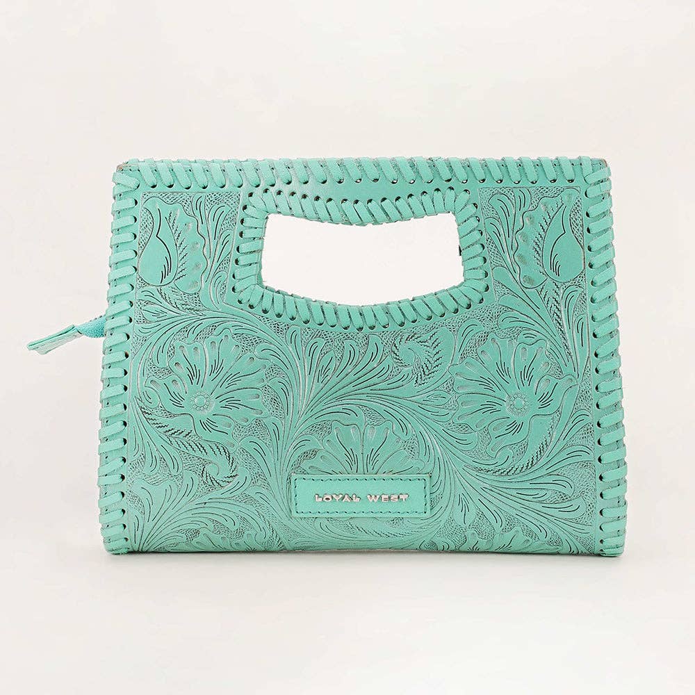 Loyal West Alma Medium Bag Turquoise: Turquoise Handtooled Leather And Calfskin / Single