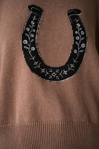 60101W Embroidered Horseshoe Sweater: IVORY / S-M-L (2-2-2)