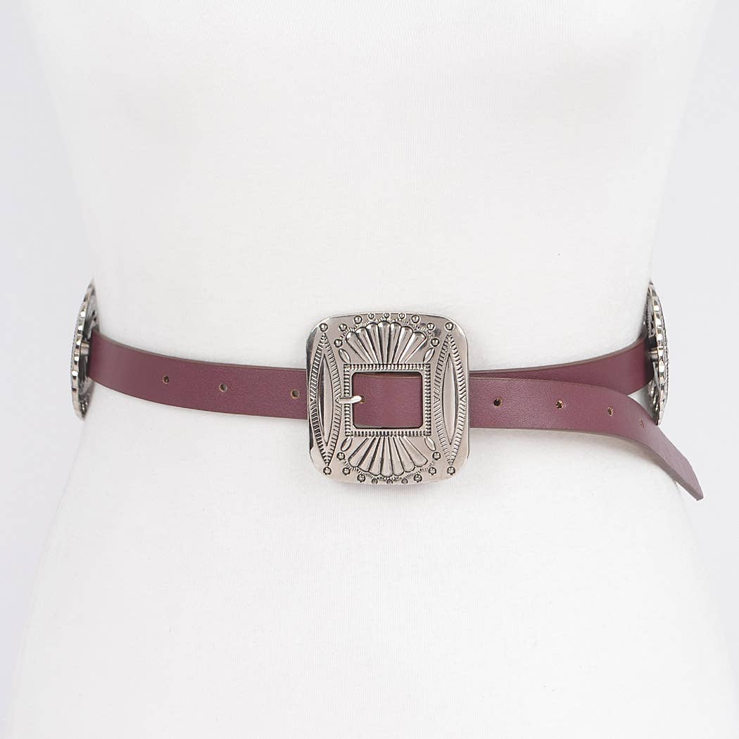 Faux Leather Western Style Multi Metal Women's Belt: CM