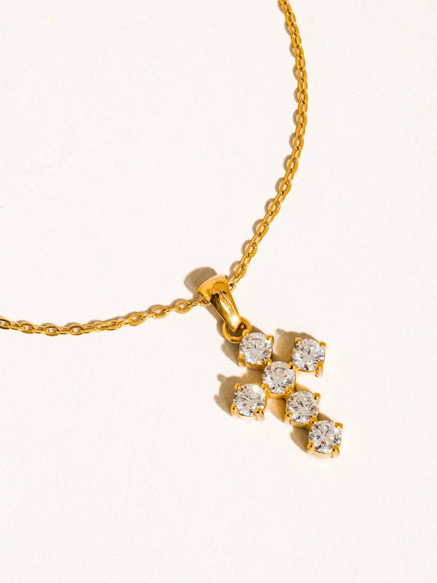 Raimon 18K Gold Non-Tarnish Dainty Cross Necklace: Yellow Gold