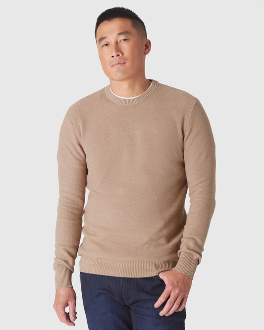 Crew Sweater | Heather Camel Pique