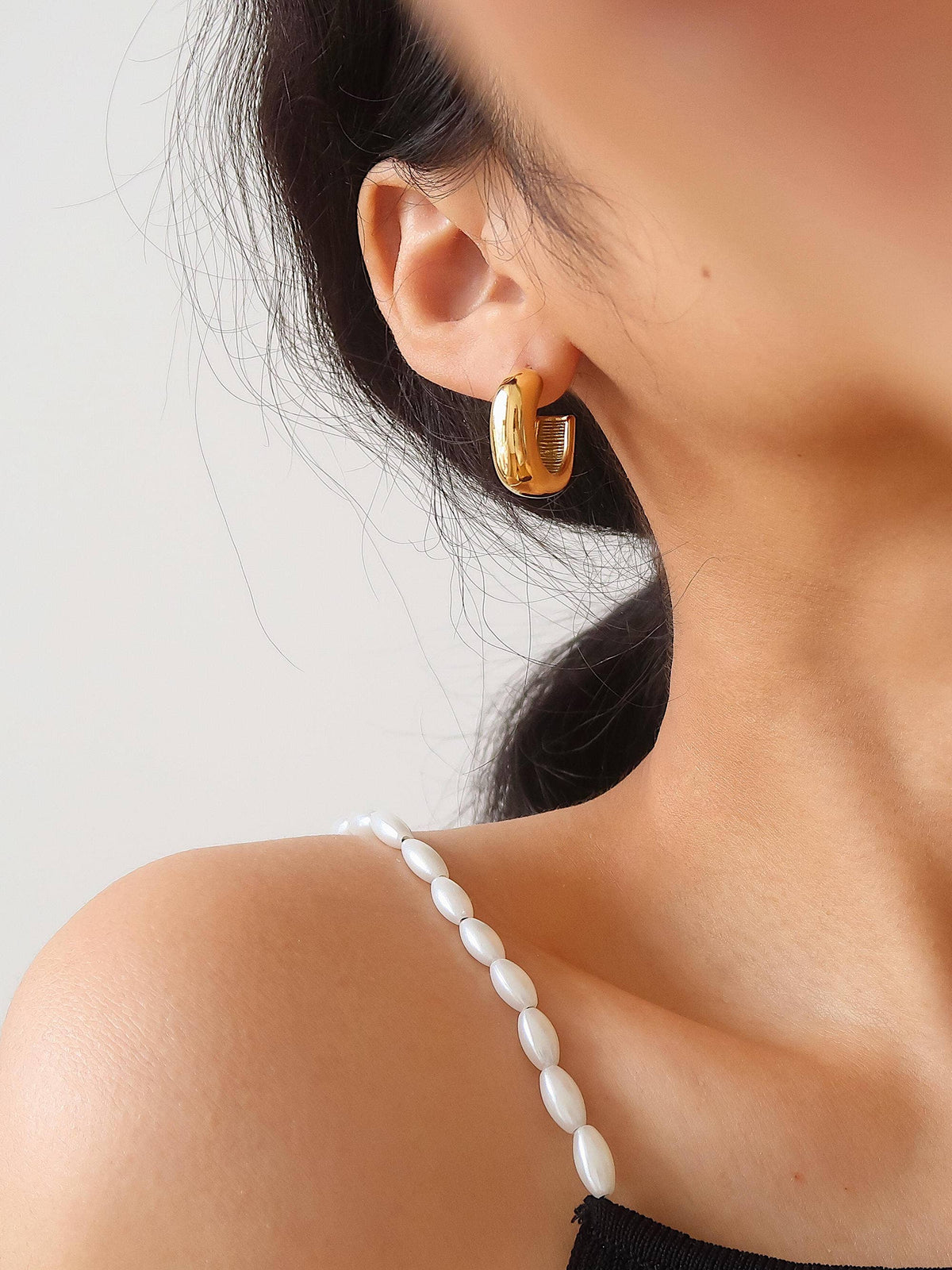 Demi 18K Gold Non-Tarnish Classic C Hoop Earring: Yellow Gold