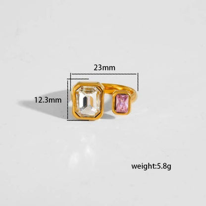 18K STAINLESS STEEL TARNISH FREE  RHINESTONE RINGS | 40R137: CRYSTAL PINK