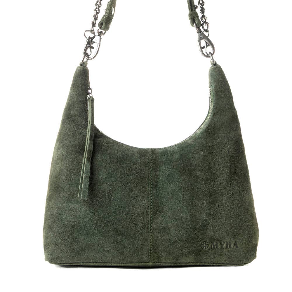 Juniper Trail Genuine Suede Bag for Women in forest green with extra strap: Forest Green