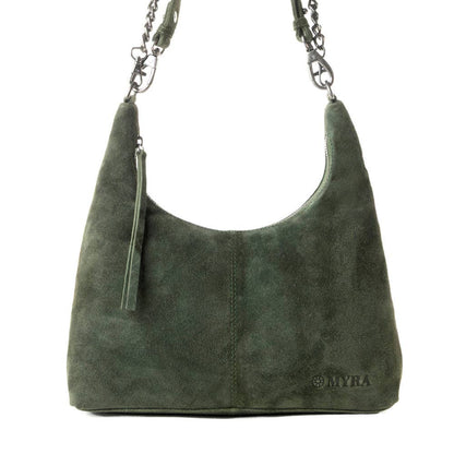 Juniper Trail Genuine Suede Bag for Women in forest green with extra strap: Forest Green