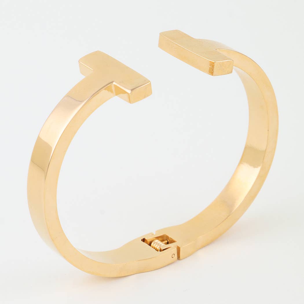 Bold Open T Cuff Bracelet: GD