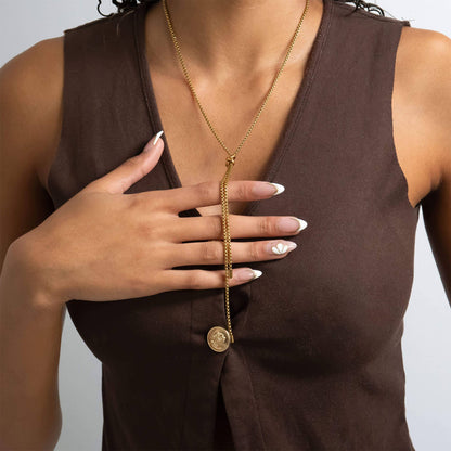 Willa 18K Gold Stainless Steel Bolo Necklace : Gold