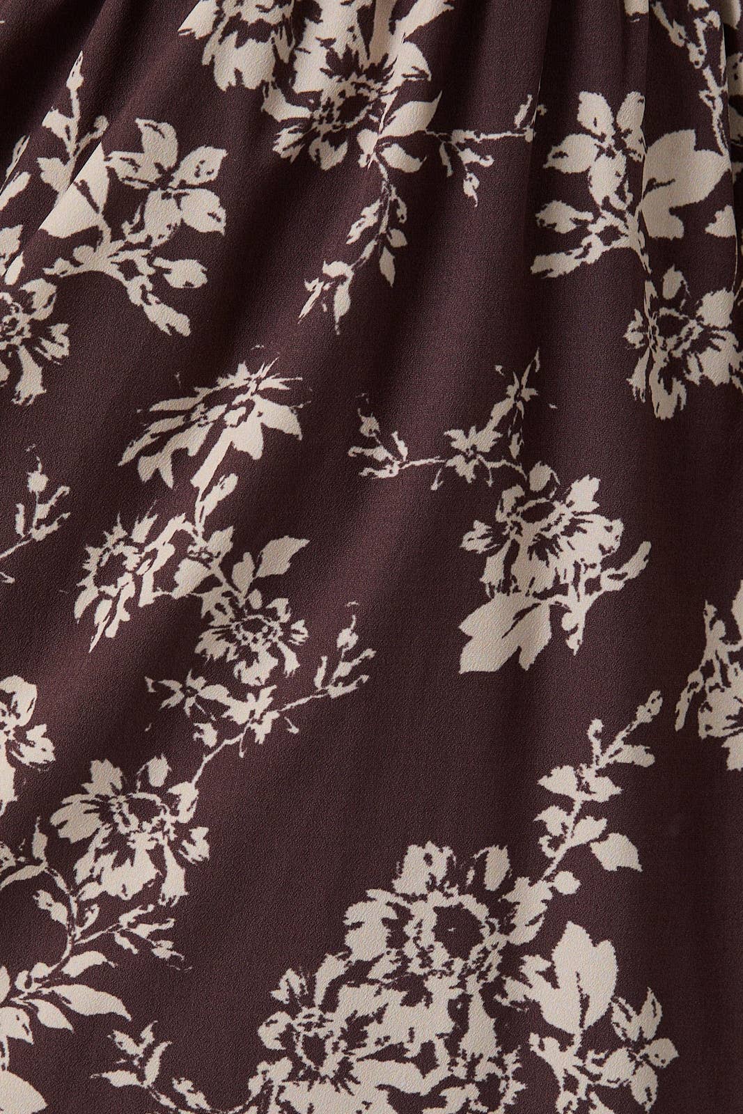 November Notch Neck Front Tie Puff Long Sleeve Floral Mini Dress: Brown Cream Floral