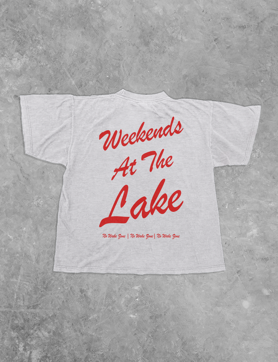 Weekends At The Lake, Summer Boxy Cotton T-Shirt: Ash Gray