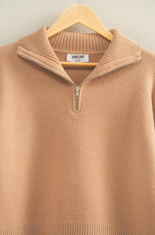Half Zip Classic Sweater: DARK TAUPE