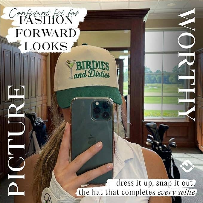 2 Tone Cap: Birdies And Dirties - Green/Beige