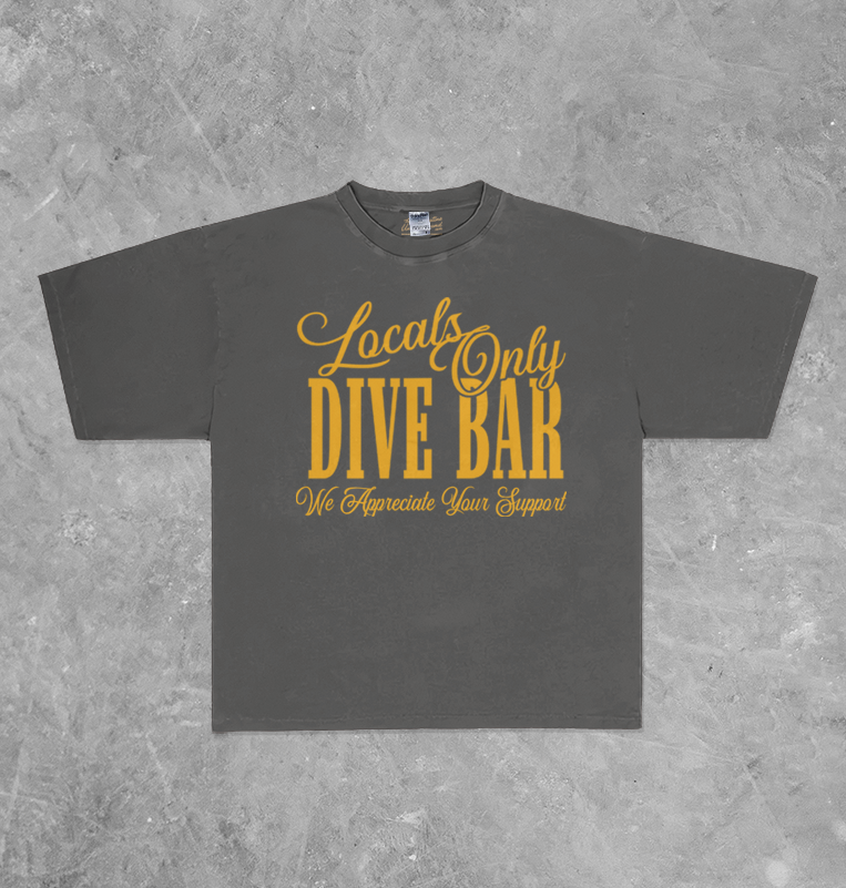 Locals Only Dive Bar, Western Boxy Oversized TShirt