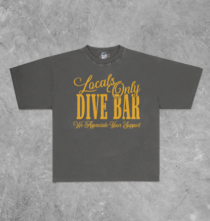 Locals Only Dive Bar, Western Boxy Oversized TShirt