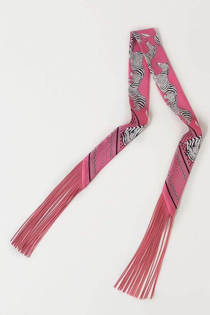Printed Fringed Detail Scarf: 7 / One Size