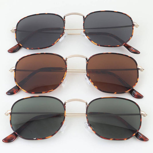 Ribbed Tortoise Box Tinted Sunglasses: MIX
