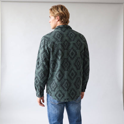 Men's Shay Faux Wool Button Down Jacket: Lead Aztec Diamond