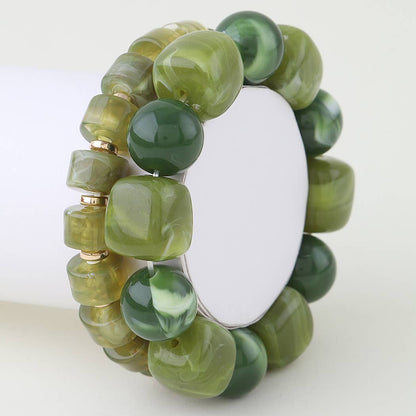 Double Marble Stone Beaded Bracelet: GR