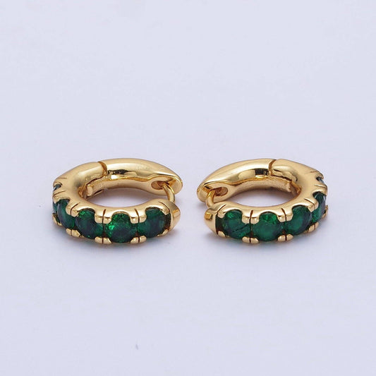 24K Gold Emerald Green Micro Pave Cubic Zirconia