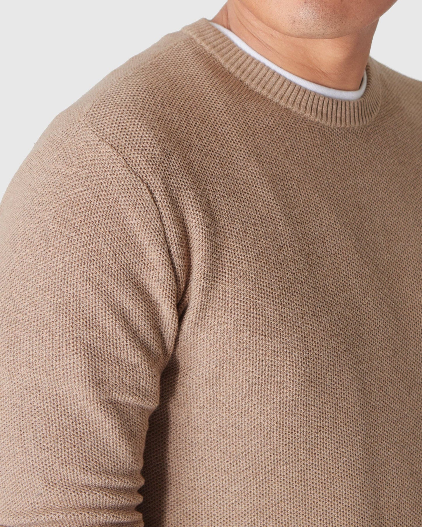 Crew Sweater | Heather Camel Pique