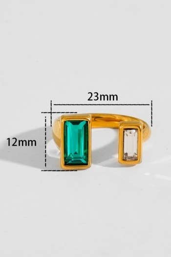 18K STAINLESS STEEL TARNISH FREE  RHINESTONE RINGS | 40R137: CRYSTAL PINK