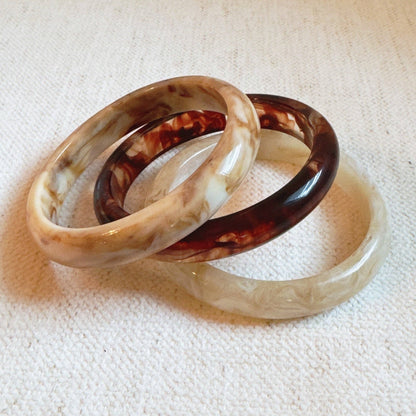 Natural Tones Bold Resin Bangle Set Of 3: Sunset