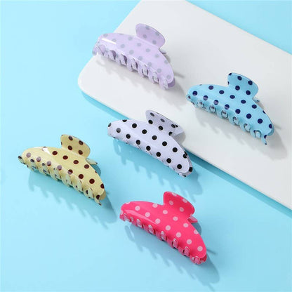 Retro Polka Dot Hair Claw - Glossy Spotted French | 40H1099: Off White