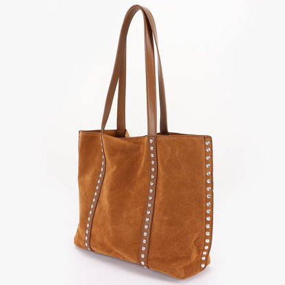 Imogen Studded Faux Suede Tote Bag: Camel