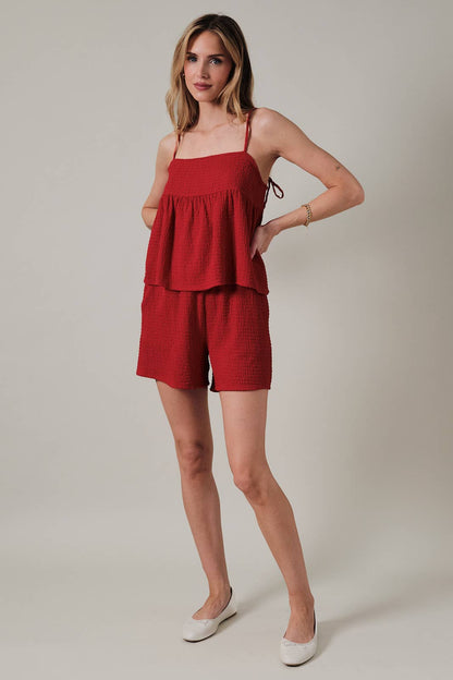 Cherry Red Sleeveless Knit Tank Top