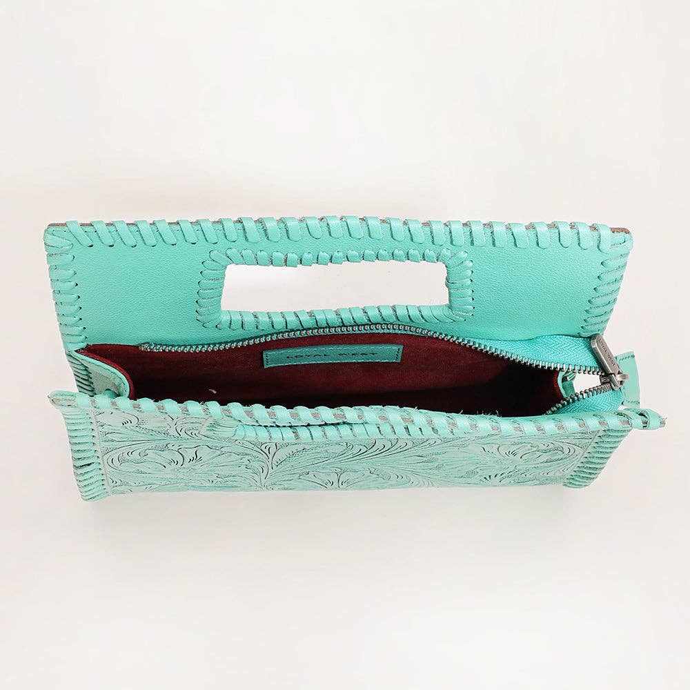 Loyal West Alma Medium Bag Turquoise: Turquoise Handtooled Leather And Calfskin / Single