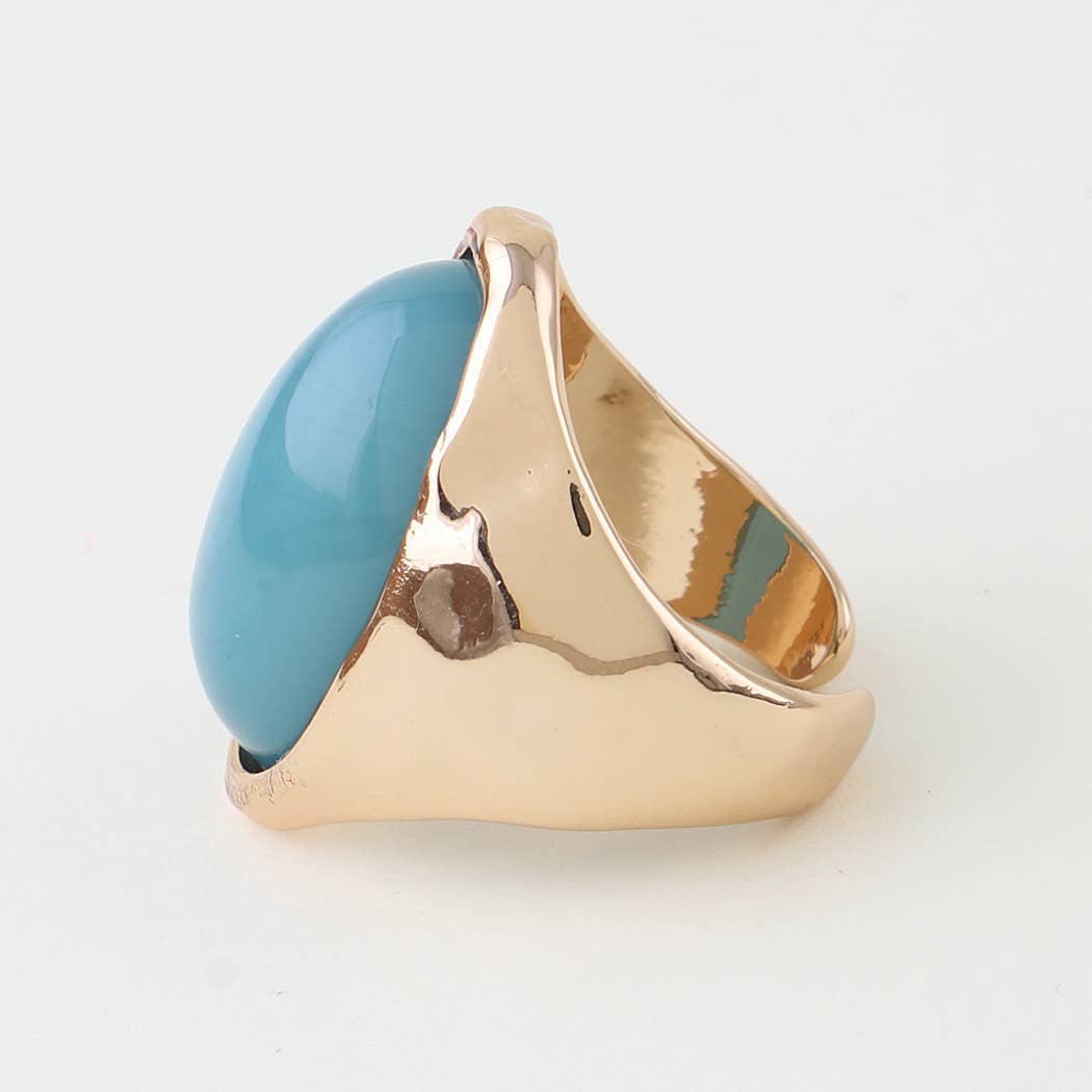 Polished Oval Stone Statement Ring: GBR