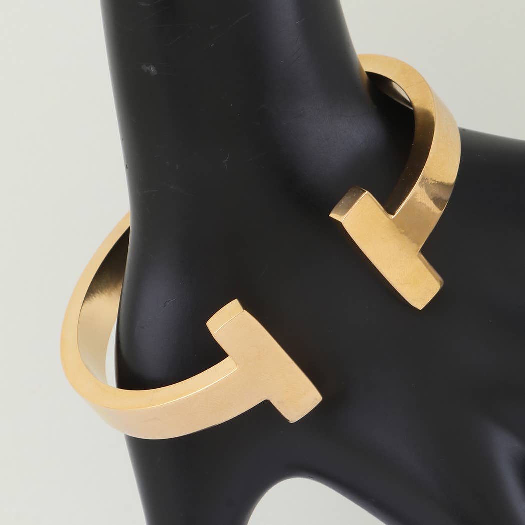 Bold Open T Cuff Bracelet: GD