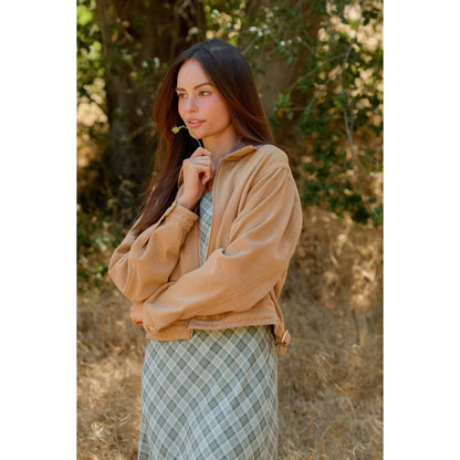Twill Jacket With Corduroy Collar: DARK TAUPE