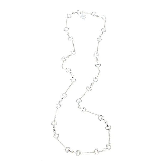 Long Baby Horsebit Necklace: Silver