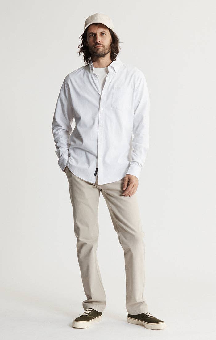 Classic Oxford Long Sleeve Shirt: WHITE / XL