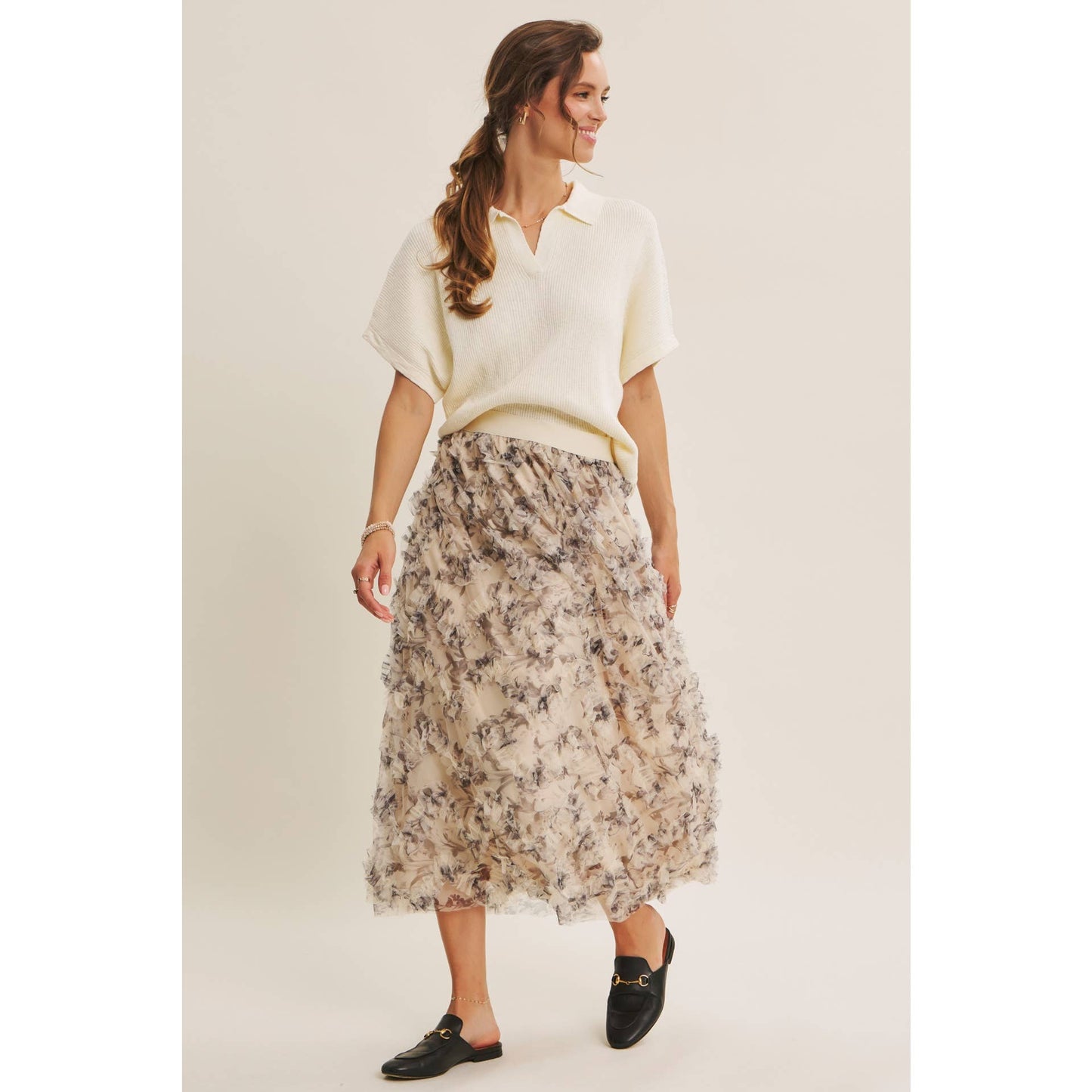 Beaumont Effortless Rib Knit Top: Cream