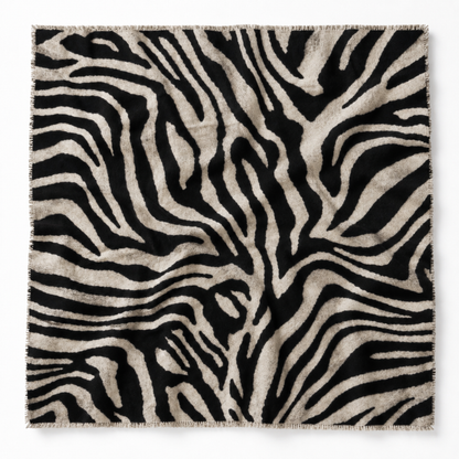 Cozy Zebra Oversized Square Scarf: Ivory