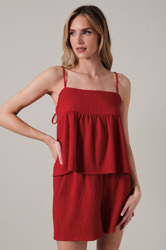 Cherry Red Sleeveless Knit Tank Top