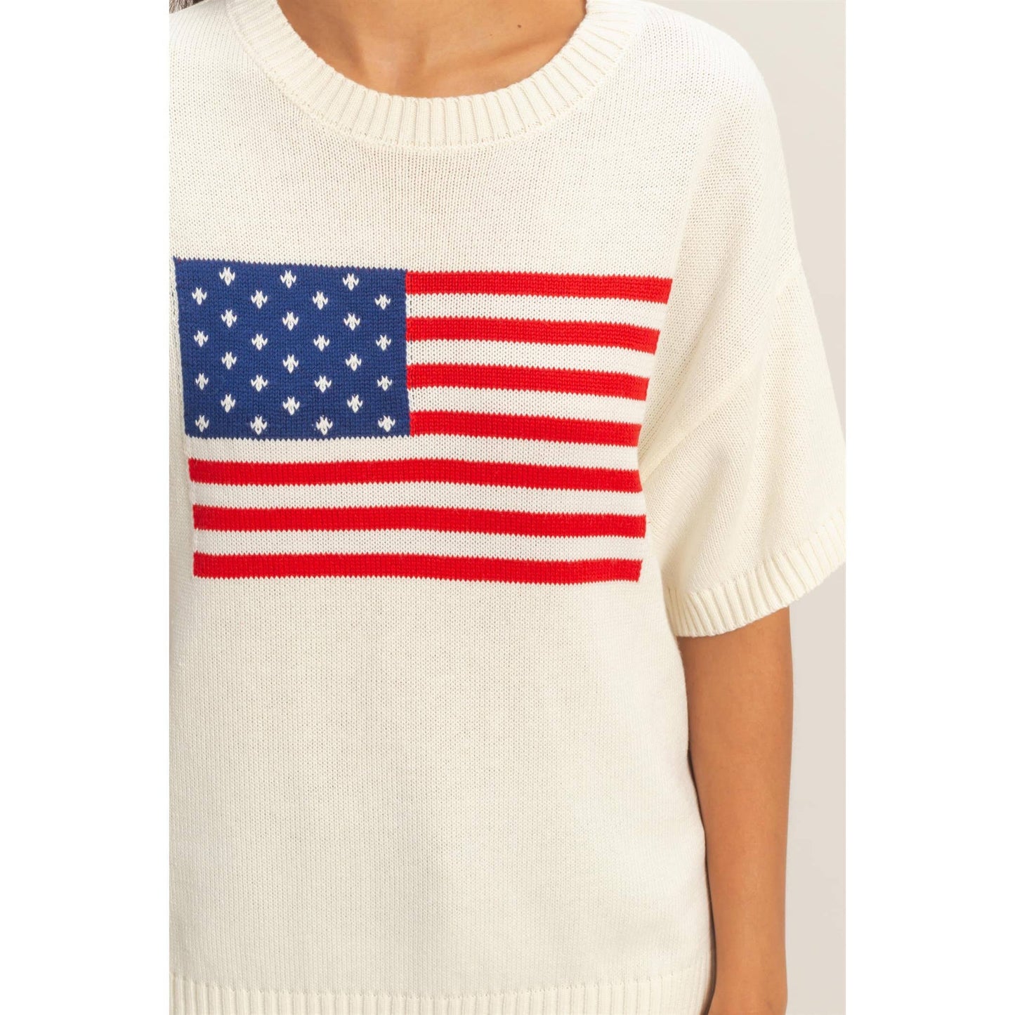 Americana Flag Knit Top: CREAM